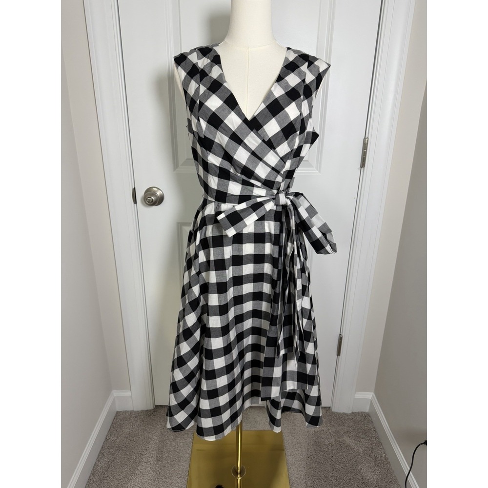 Calvin Klein Women's Buffalo Check Gingham Tie Waist Dress Size 8 NWOT Picnic